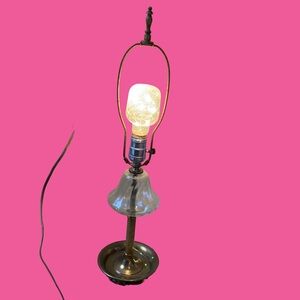 Vintage Brass Hollywood Regency Table Lamp with Glass Spiral/Beautiful Patina.